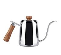 Nikou BOLLITORE PER CAFFÈ A COLAZIONE IN ACCIAIO INOSSIDABILE FLUSSO D'ACQUA LENTO MANICO IN LEGNO Caffettiera in acciaio inossidabile 304 Beccuccio lungo a collo di cigno Bollitore (350 ml)