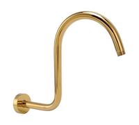Nikou Braccio doccia rialzato a forma di S in acciaio inox e flangia NPT, braccio estensibile per soffione doccia in oro spazzolato, lunghezza 24,9 cm, compatibile con soffioni doccia standard