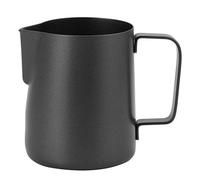 Nikou BROCCA PER CAFFÈ LATTE ART TAZZA PER SCHIUMA IN ACCIAIO INOSSIDABILE SUPERFICIE LISCIA MANICO ERGONOMICO PER CASA CAFFÈ RISTORANTE HOTEL (350ML nero-304)