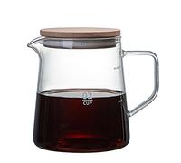 Nikou Caraffa moderna in vetro, 500 ml, con coperchio in legno, trasparente, resistente al calore, isolata, beccuccio facile da versare