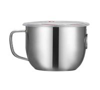Nikou Ciotola per riso in acciaio inox con manico, pentola multifunzionale per cottura a induzione e stufa elettrica, ciotola in metallo, capacità 1,5 l, argento