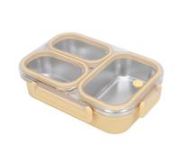 Nikou Contenitore per il pranzo diviso, in acciaio inox 304, a prova di perdite, riscaldabile, 3 scomparti, contenitore rettangolare per alimenti, capacità 1,2 l (giallo)