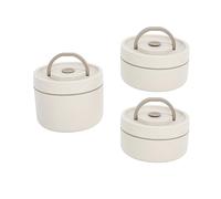 Nikou Contenitore termico per il pranzo, in acciaio inox 304, multifunzione, portatile, rotondo, con borsa termica, beige, 3 pezzi