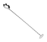 Nikou Cucchiaio da cocktail in acciaio inox, 1 pezzo, strumento per mescolare bevande con manico lungo per caffè, cucchiaio da bar, 30 cm, argento