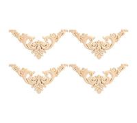 Nikou Fregi in legno decorativi per mobili -4 pezzi di mobili in legno intagliato con intarsio angolare in legno intagliato non verniciati (Taglia : 12 * 12cm)