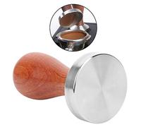 Nikou Manomissione caffè in acciaio inox da 51 mm, manico in legno, strumento per caffè in polvere, design a fondo piatto, articoli da cucina per casa e caffetterie