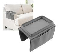 Nikou Organizer per Bracciolo di Divano con Vassoio Portabicchieri, Vassoio per Braccioli Tasca Portaoggetti, Borsa Appendere Braccioli Divano per Telefono, Riviste, Telecomando (Grigio)