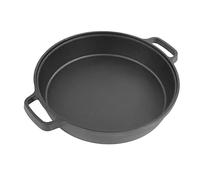 Nikou Padella in ghisa, antiaderente pre-stagionata, 10 cm, per grill, forno, grill, finitura a led nera, manico a doppio anello, ideale per arrostire e stufare