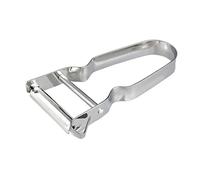 Nikou Pelapatate a forma di U in acciaio inox, manico ergonomico, per frutta e verdura, per cucina, finitura argento, ideale per patate e altri frutti, design facile da impugnare