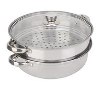 Nikou Pentole in acciaio inox da 27 cm, pentola a vapore a 2 strati, pentola a vapore a doppia caldaia, pentola a vapore in acciaio, utensile da cucina