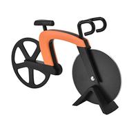 Nikou Rotella tagliapizza a forma di bicicletta, in acciaio inox, a forma di bicicletta, utensile da cucina per tagliare la pizza, arancione, design unico, facile da usare, ideale per feste
