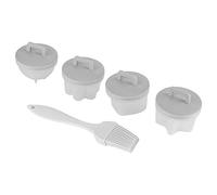 Nikou Set da 4 pezzi in plastica per cuocere uova e budino, con spazzola per olio, grigio, bracconiere e utensili da cucina per bollire e cuocere le uova