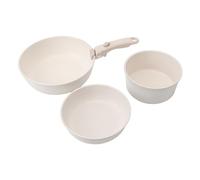 Nikou Set di 3 padelle, manico staccabile, fondo piatto, pentole da cucina per fornelli a induzione e fornelli a gas, padella in pietra antiaderente, 20 cm, 24 cm, 28 cm
