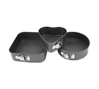 Nikou Set di 3 teglie per torte in acciaio al carbonio, forma quadrata rotonda a forma di cuore, doppio rivestimento a rilascio facile, set di padelle a molla per cucina, 20/22/24 cm, da forno per