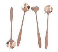 Nikou Set di 4 cucchiaini da caffè a forma di cuore, cucchiaio da caffè in acciaio inox, cucchiaino da tè freddo, finitura oro rosa