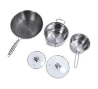 Nikou Set di pentole in acciaio inox, 8 pezzi, antiaderenti, con coperchi in vetro, padella, pentola per zuppa, casseruola, buona conducibilità termica, facile da pulire
