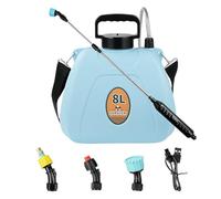 Nikou Spruzzatore Elettrico a Zaino a Pressione, Pompa Irroratrice a Batteria 8L, Spruzzino Nebulizzatore Lancia Telescopica, Spallacci Regolabili, 3 Ugelli, per Giardino Cortile Prato