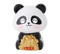 Nikou Statuetta a forma di panda, a energia solare, ornamento per fortuna e fortuna, a energia solare, per cruscotto dell'auto (occhi sorridenti)