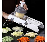 Nikou Tagliaverdure manuale multifunzionale, in acciaio inox, grattugia per affettare e affettare verdure, per patate e altri alimenti, facile da usare
