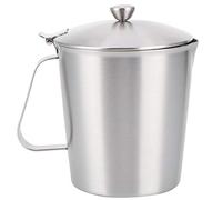 Nikou Tazza da caffè e latte addensata brocca per schiuma di latte in acciaio inossidabile 304 con coperchio in scala, processo di spazzolatura della della famiglia (1000 ml con tappo)