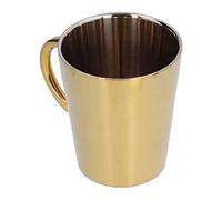 Nikou Tazza d'acqua con manico, 300 ml, in acciaio inox 304, isolamento termico, tazza da caffè per ufficio e casa, oro, forniture per bevande isolate