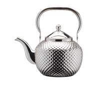Nikou Teiera in acciaio inox, 1,2 l, bollitore martellato con colino, bollitore sferico per tè, latte, caffè, caffettiera per fornelli a induzione, fornello (argento)