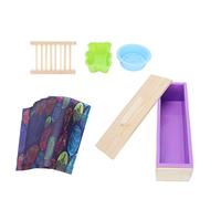Nikou Torta in silicone a 4 giri, candela aromatica ovale fatta a mano sapone per cottura fai da te, include scatola di legno portasapone e carta da imballaggio, viola, bakeware e sapone