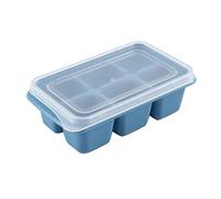Nikou Vassoio per cubetti di ghiaccio con coperchio, in polipropilene per uso alimentare, facile da pulire, design impilabile, compatto, 11,5 x 7 x 4 cm, azzurro, ghiaccio per zer