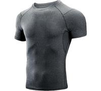 Niksa - Maglia da uomo a compressione a maniche corte - Top traspirante ad asciugatura rapida per palestra, corsa, ciclismo - Traspirante, supporto muscolare, ventilazione in mesh, XXL
