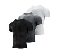 Niksa - Magliette a compressione da uomo, confezione da 3/5 pezzi, a maniche corte, magliette per allenamento e atletica per restare freschi e asciutti, L