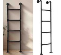 NIKSHI Scala Loft in Ferro battuto Nera, Scala antincendio Resistente 100cm-300cm Basement Escape Finestra Scala montata a Parete Scala Diritta,Black-230cm