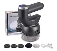 Niktulo Mini massaggiatore di sollievo del tampone portatile, 6 velocità regolabili, 3 teste intercambiabili e 2 cuscinetti morbidi, massaggiatore del corpo del tessuto profondo