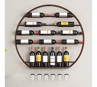 NileMAll Portabottiglie Rotondo da Parete, Portabottiglie in Metallo per Bicchieri da Vino, Organizzatore di Bottiglie di Vino Galleggiante Moderno per Arredamento Cucina Bar di casa - 80cm/31.5in