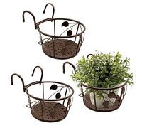 NILICAN - Cesto per fioriera in ferro battuto, per balcone, prodotti in ferro battuto, per piante coltivate in casa, Abito a tre pezzi colore: Champagne