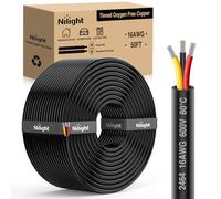 Nilight 15,7 m Calibro 16 3 Conduttore Filo Elettrico Stagnato Rame Senza Ossigeno Rosso Nero Giallo 3 Fili Paralleli 600V DC Flessibile Caso di PVC Prolunga Cavi di Prolunga per Strisce LED Lampade