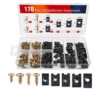 Nilight 170 pezzi UClip per auto e kit assortimento di viti 9 diverse dimensioni Parti di ricambio per dadi a U e clip per viti automobilistiche