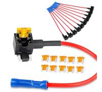 Nilight 50038R, 10 Portafusibili per Auto, 12 V, di Tipo Add-A-Circuit, con Set di Mini Fusibili a Lama a Basso Profilo da 5 A, per Auto, Camion, Imbarcazioni, Blu, Rosso, Nero, Arancione