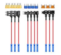 Nilight 50040R, Adattatore per Fusibili di Tipo Add-A-Circuit da 12 V, con Fusibili a Lama con Profilo Tap Standard e Mini, per Auto, Camion, Imbarcazioni, 10 Pezzi, 3 Tipi, Blu, Rosso, Nero