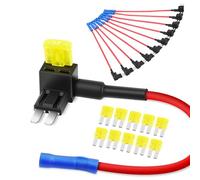 Nilight 50058R, 10 Fusibili a Lama Micro 2 da 12 V, di Tipo Add-A-Circuit, Atr, con Portafusibili Micro 2 da 20 a A Doppio Circuito, per Auto, Camion, Imbarcazioni, Blu, Rosso, Nero, Giallo