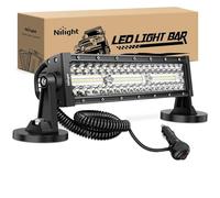 Nilight Barra luminosa a LED da 33,5 cm, tripla fila, cablaggio per accendisigari, forte base magnetica, 96 LED, fendinebbia, guida, luci paraurti per camion, trattore, golf cart UTV