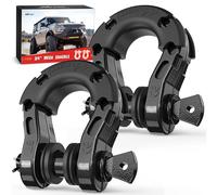 Nilight Confezione da 2 grilli Mega D-Ring da 3/4" con perno a vite da 7/8", resistenza alla rottura di 30,8 kg, resistente grillo di recupero fuoristrada per l'uso con cinghia di traino, argano,