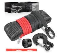 Nilight Corda per verricello da 1/4 di pollice x 50 piedi Kit cavo sintetico per ATV UTV Offroad 4535,9 kg Nero Winch Line Rope con manicotto protettivo + gancio per argano forgiato 35000 libbre+tappo