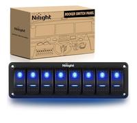 Nilight Interruttore a bilanciere a 8 bande in alluminio a levetta per cruscotto a 5 pin ON/OFF, interruttore a bilanciere pre-cablato, interruttore retroilluminato blu per auto, barche, camper, 2