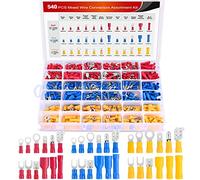 Nilight Kit Di 540 Terminali a Crimpare Misti Assortiti, a Sgancio Rapido, Senza Saldatura, Isolati, a Forcella, a Occhiello, a Innesto, a Puntale e a Proiettile, 22-16/16-14/12-10 Awg