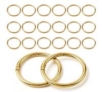 Nilioyul 20 moschettoni rotondi da 40 mm di grandi dimensioni, chiusura a molla, anello rotondo, portachiavi a moschettone di montagna, per portachiavi fai da te (oro chiaro)