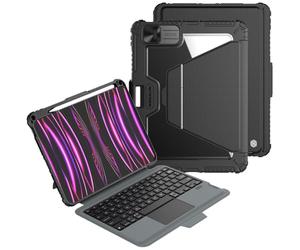 Nillkin Bumper Link Keyboard versione retroilluminata custodia progettata per Apple iPad Pro 11 2024, portapenne, antiurto, supporto, tastiera rimovibile, retroilluminazione a 7 colori, nero