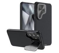 Nillkin Cover per Samsung Galaxy S24 Ultra, Custodia con Protezione Fotocamera e Supporto Integrato, Ultra Sottile Anti-Giallo Anti-Impronta con Design Striato, Guscio Protettivo Antiurto - Nero