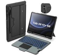 Nillkin Custodia con tastiera staccabile per Samsung Galaxy Tab S9 FE Plus con 7 retroilluminazioni, cavalletto, trackpad, supporto per penna S, per tablet Samsung S9 FE+ tastiera da 12,4 pollici