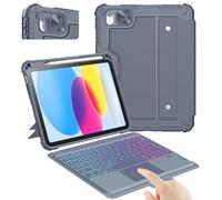 Nillkin Custodia per iPad di 10a generazione con tastiera (11,9 pollici, 2022), 7 colori retroilluminati, trackpad preciso, portapenne, custodia per fotocamera scorrevole compatibile con custodia per