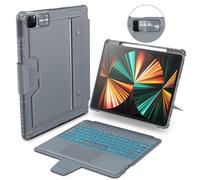 Nillkin Custodia per iPad Pro 12.9 con tastiera retroilluminata paraurti iPad 12.9 (3a, 4a, 5a e 6a generazione) tastiera staccabile con trackpad integrato, supporto, inglese americano (grigio élite)